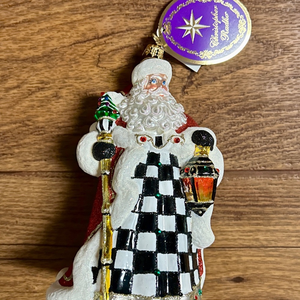 Christopher Radko (Miss Caycee’s) ~ Red/Black Santa Claus ~ Glass Ornament ~ New - Picture 5 of 16